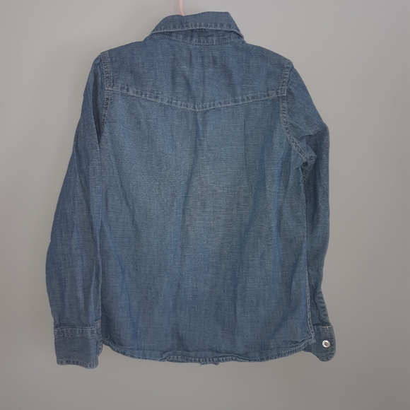 Place Boy Button Down Shirt Size S 5/6 bleu 100%co - Picture 2 of 6